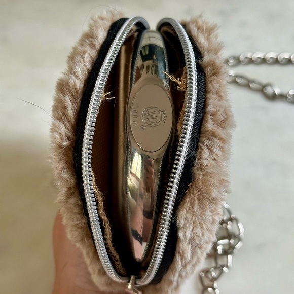 Fuzzy Tan Hidden Flask with Chain Strap - Picture 2 of 4